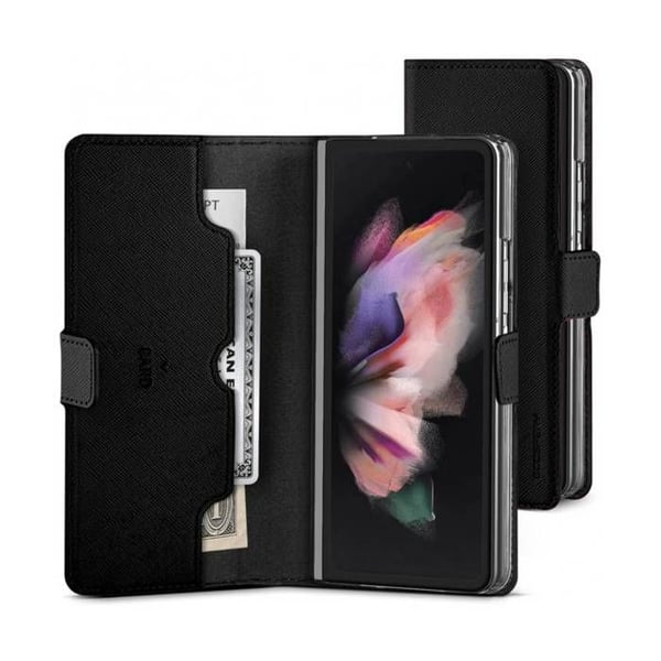 Fodral för Galaxy Z Fold 4 Foliomagnet med sedelholdare Mercury Svart