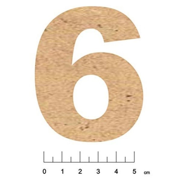 Terre & Bois Créations - Klistermärke i MDF trä 7,5cm Siffra 6