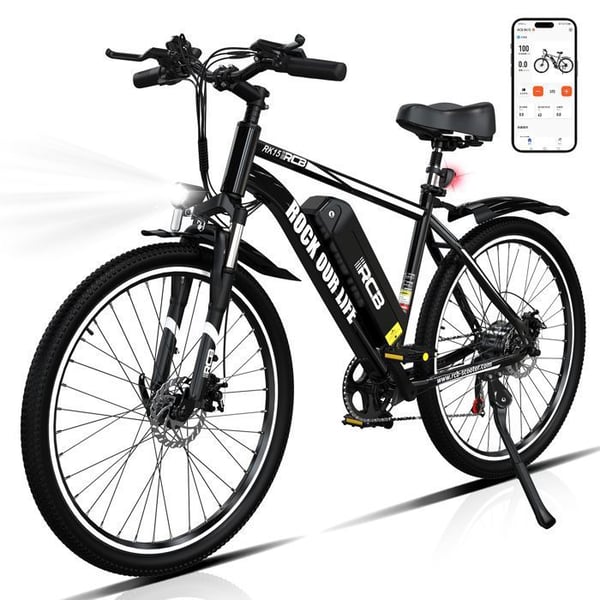 RCB Elektrisk Cykel 26 Tum E-Cykel Urban Vuxen, Motor 350W, Batteri 36V/10.4Ah, 7 Växlar, APP Kontroll, Svart