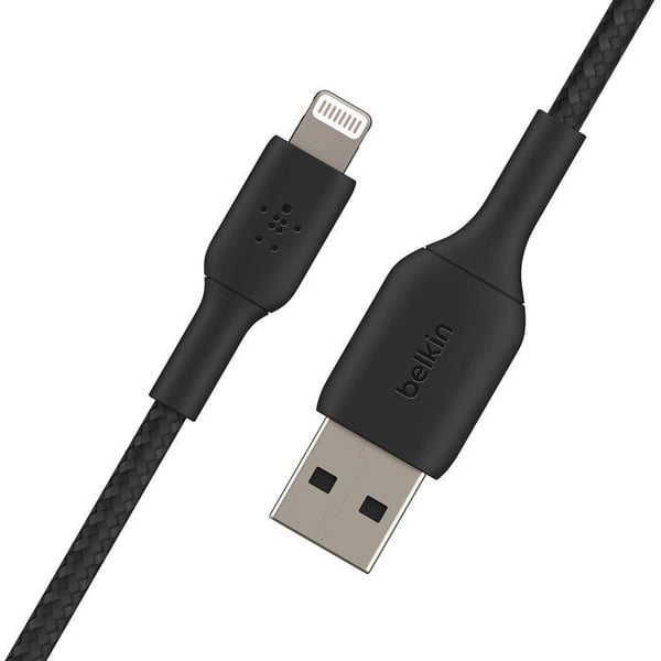 Flettet kabel - BELKIN - Lightning til USB-A - 2 m - Sort