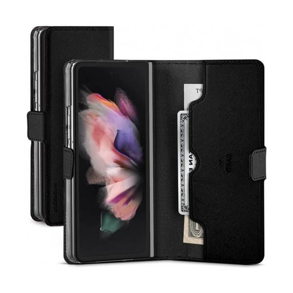 Fodral för Galaxy Z Fold 4 Foliomagnet med sedelholdare Mercury Svart