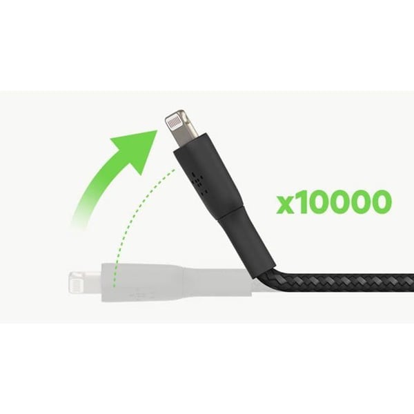 Flettet kabel - BELKIN - Lightning til USB-A - 2 m - Sort