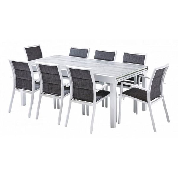 Trädgårdsmöbler Set ModuloWood T 8/12 + F 8 Deco Glas Trä Vit Wilsa Garden