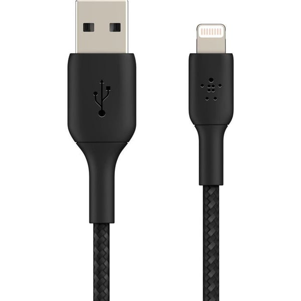 Flettet kabel - BELKIN - Lightning til USB-A - 2 m - Sort