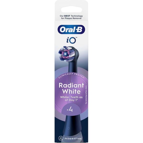Ersättningshuvuden - ORAL-B - iO Radiant White - 4 stycken - Svart - Tandborsttillbehör