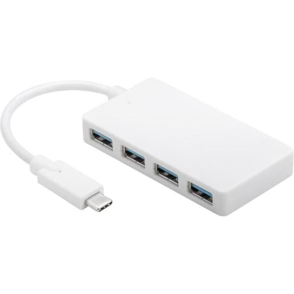 4 USB 3.0-hubportar med Goobay vit USB C-kontakt