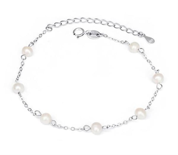 Armband - AGATO - AGB784/21P - Rhodiumpläterad silver - Sötvattenspärlor - Justerbar längd 17-21 cm