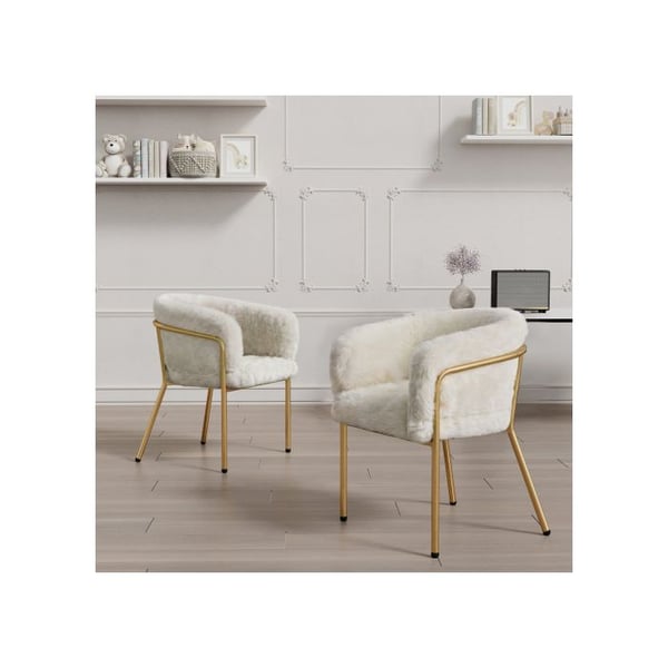 Chaiselong - MUVOE - Sæt af 2 - Imiteret kanin pels - Beige - Metal