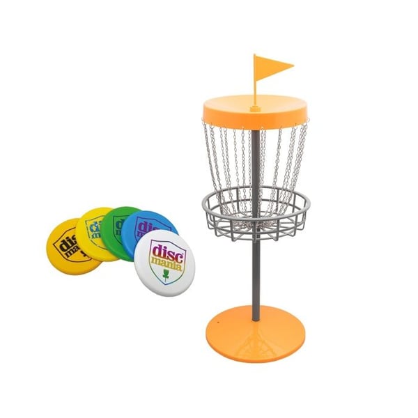Discmania Mini Disc Golf Set – Bärbar Korg med Kedjor och Mini Skivor, Utomhusspel för Trädgård och Strand