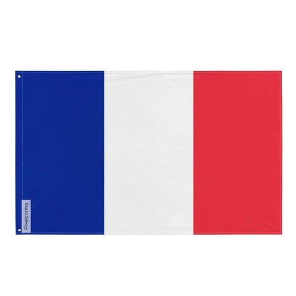 Frankrikes flagga – 192 x 288 cm – Hållbar polyester – 2 metallöljett – Inomhus / Utomhus – Pixelforma