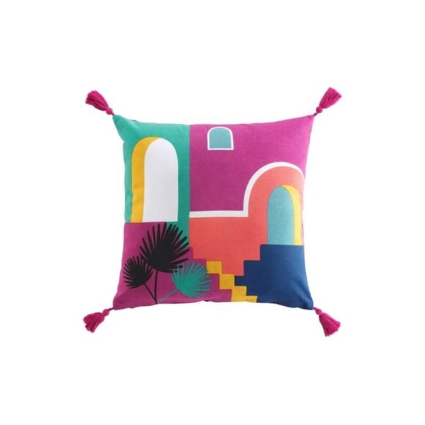 Avtagbar kudde i bomull med abstrakt mönster Senorita - Rosa - 45 x 45 cm