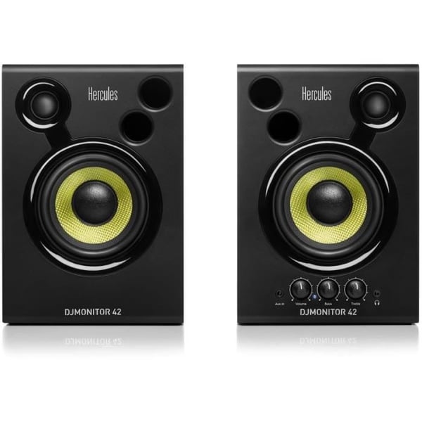 HERCULES DJMONITOR 42 - Aktiva övervakningshögtalare - 2 x 20W RMS - 4'' woofer - 9mm MDF trälåda - Svart