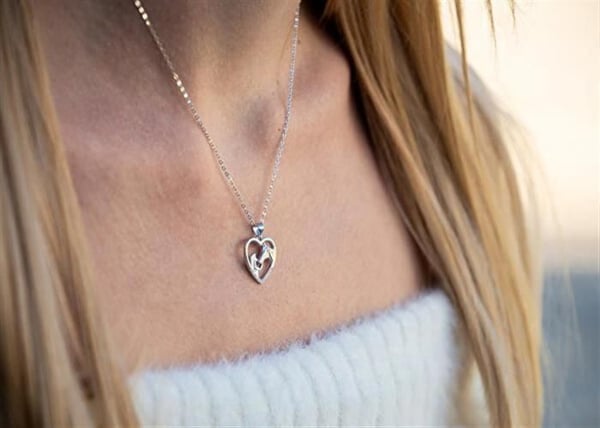 Collier - AGATO - AGT-N016W - Sterling silver 925 - Hjärtpärla - Kubiska zirkoner