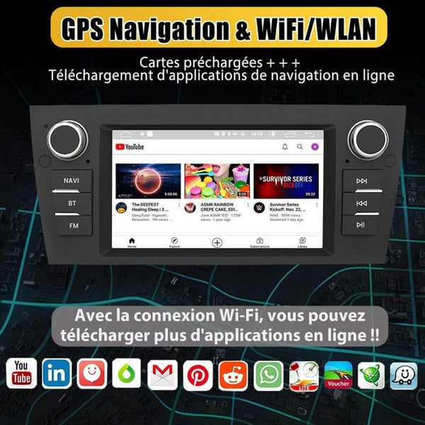 AWESAFE 4G Bilradio Android 13 för BMW 3-serie E90 E91 E92 E93 4Go+64Go med 7'' Touchskärm GPS Carplay Android Auto Bluetooth