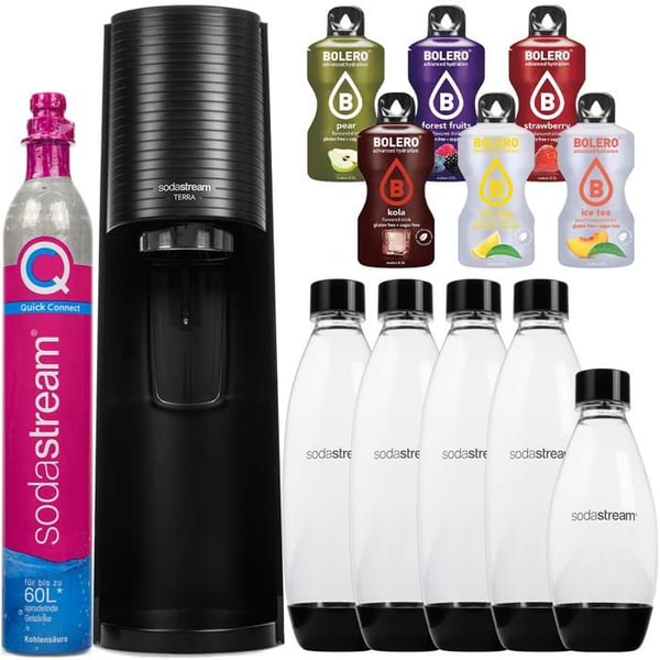 Kolsyrningsmaskin - SodaStream - Terra - Svart - 5 flaskor - Snabbkoppling - Utan BPA