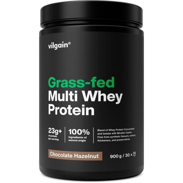 Vilgain Gräsfödda Multi Whey Protein 900 g Choklad och Hasselnöt