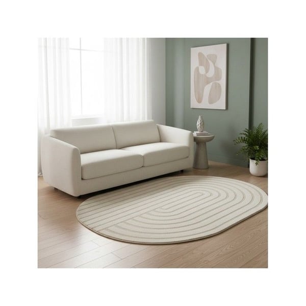 Modern matta - MELIS HOME - Avlång organisk form - Kräm (Beige) - 200x290 cm - Grafiskt mönster i relief Modern matta - MELIS HOME - Avlång organisk form - Kräm (Beige) - 200x290 cm - Grafiskt mönster i relief
