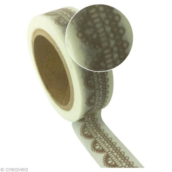 Dekorativ tejp - Vit spets - 15 mm x 10 m - Flytbar - Blandat - Vuxen