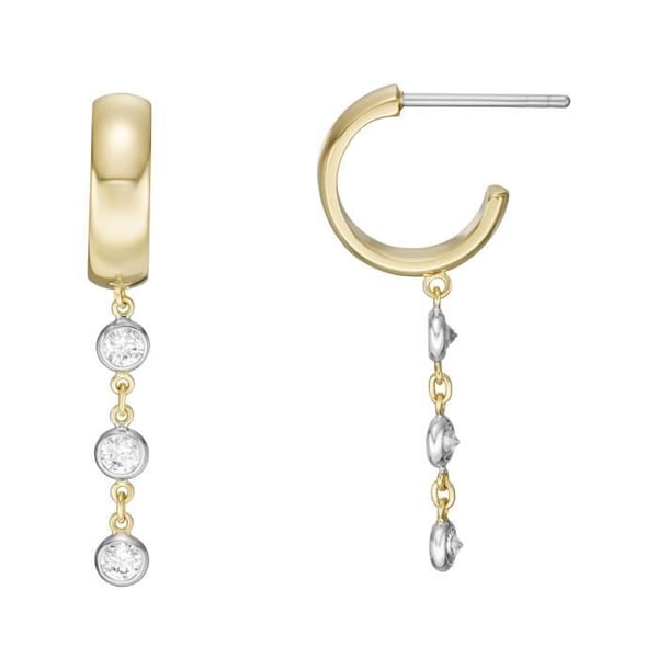 Örhängen - FOSSIL - Sadie Shine Bright kreolör - Guldpläterad mässing - Glaspärlor - Gul