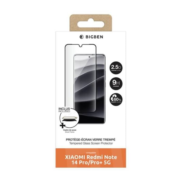 3D Skärm skydd - BigBen - Xiaomi Redmi Note 14 Pro/Pro Plus - Hårdhet 9H - Anti-spår - Transparent