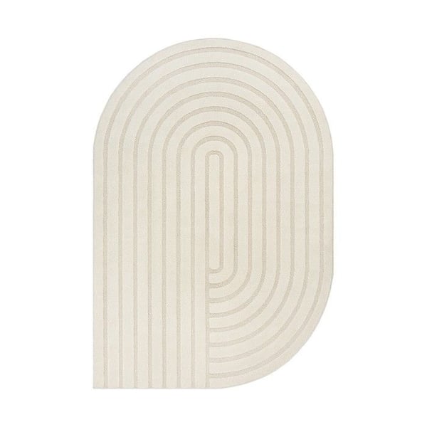 Modern matta - MELIS HOME - Avlång organisk form - Kräm (Beige) - 200x290 cm - Grafiskt mönster i relief