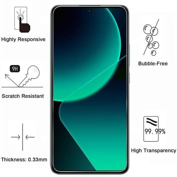 Skyddsglas - Phonillico - Xiaomi 13T - 4 Härtat Glas - Repåresistent - Transparent