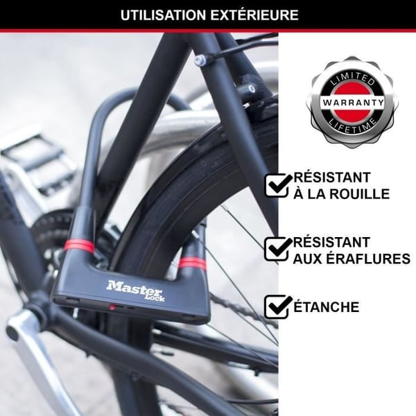 U Bike Lock - MASTER LOCK - 8279EURDPRO - Case-härdat stål, nyckel, certifierad