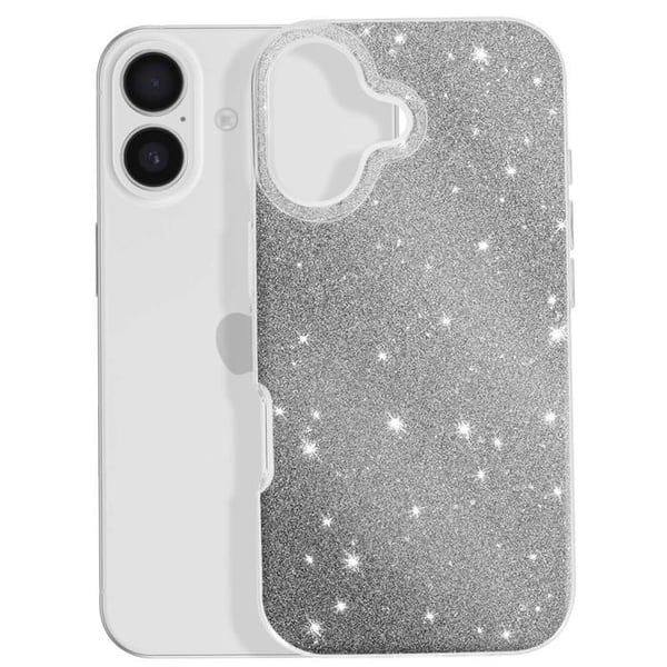 Fodral för iPhone 17 i två material med glittrande silverfinish