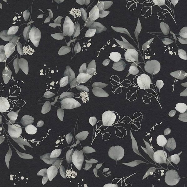 Non-woven tapeter - svart - blommor / blommig - Mönstrade tapeter - Pure Elegance - A.S