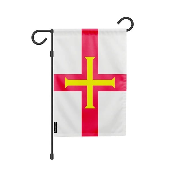 Guernsey Trädgårdsflagga – 32 x 47,5 cm – Hållbar Polyester – Horisontellt Format – Utomhus – Pixelforma