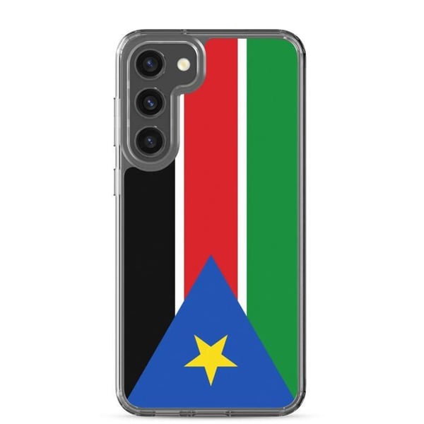 Telefonfodral – Sydsudans flagga – Kompatibel med Samsung Galaxy S23 Plus – Mjukt fodral – Slitstarkt och stötbeständigt – Pixelforma
