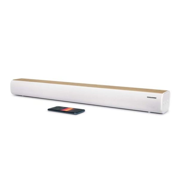 Thomson SB401BT soundbar i vit och träfinish