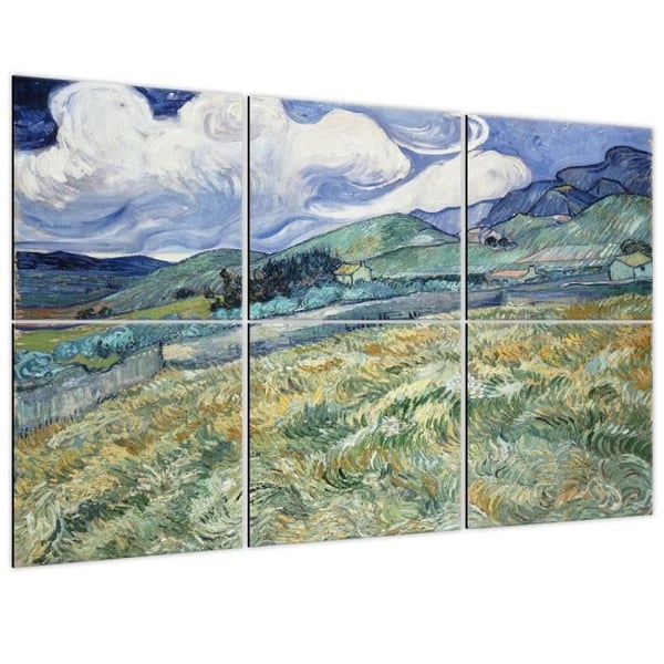 Legendarte - Flerpanelsmålning Vy över Saint-Rémy - Vincent Van Gogh cm. 100x150 (6 paneler)