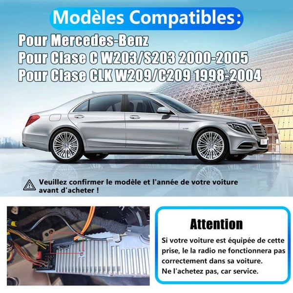 AWESAFE Autoradio Android 13 til Mercedes Benz CLK W209 W203 W463 W208 1Go+32Go med 7'' Skærm Android Auto Carplay