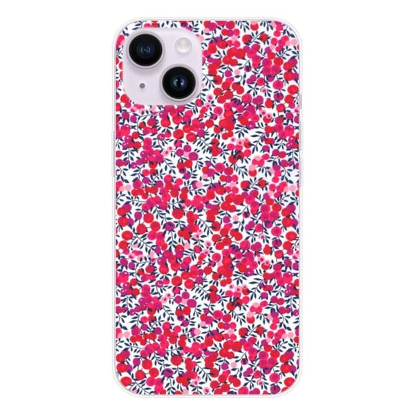 Tryckt silikonfodral kompatibelt Apple iPhone 15 Liberty Wiltshire Röd