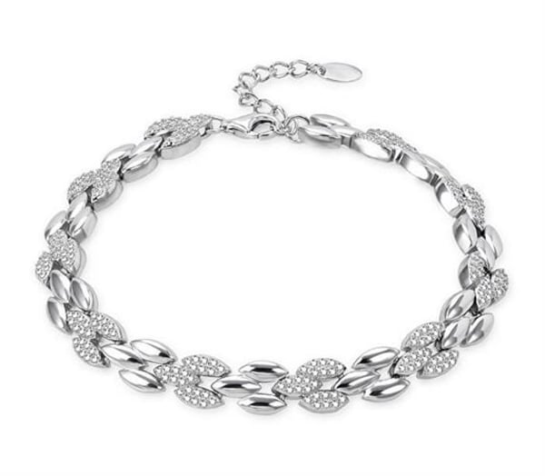Armband - AGATO - AGB758/21 - Rhodiumpläterad - Kubisk zirkon - Justerbar längd 17-21 cm