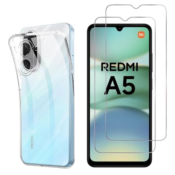 Skydd och skärmskydd - Phonillico - Xiaomi Redmi A5 4G - Mjuk - Transparent - 2 Härdat Glas