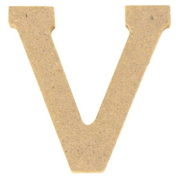 MégaCréa DIY - Bokstav i MDF trä 5 x 1,2 cm Alfabet bokstav V
