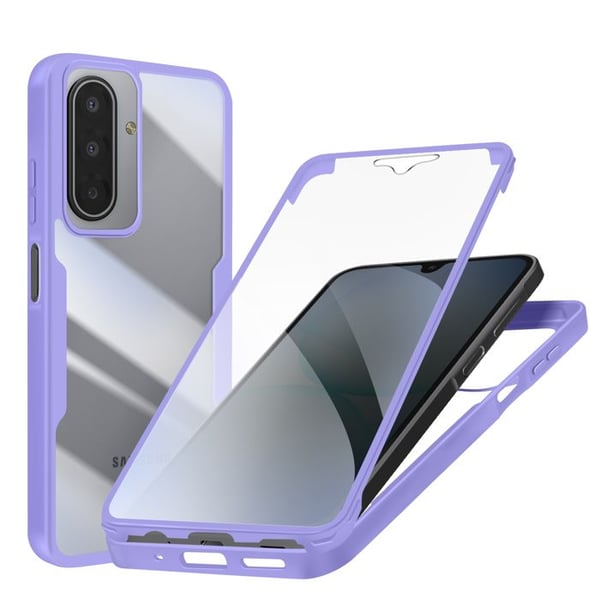 Heltäckande skal - AVIZAR - Galaxy A17 - Komplett skydd 360° - Lila silikon - Transparent akryl