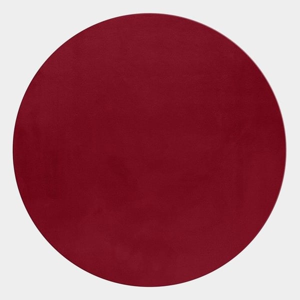 Långhårig matta, Enfärgad Röd, Matta för Vardagsrum, Baksida i bomull (Dimension: 120X120 cm)