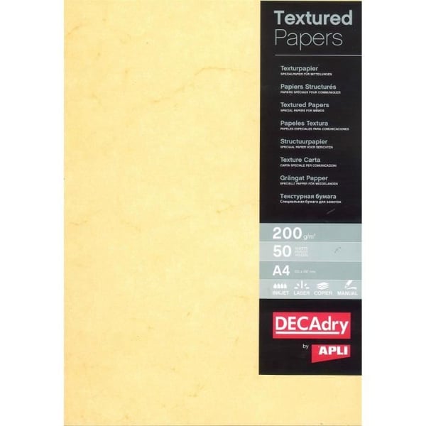 Kommunikationspapper A4 - DECADRY - 200g - 50 ark - Dubbeltryck - Färg Halmgul