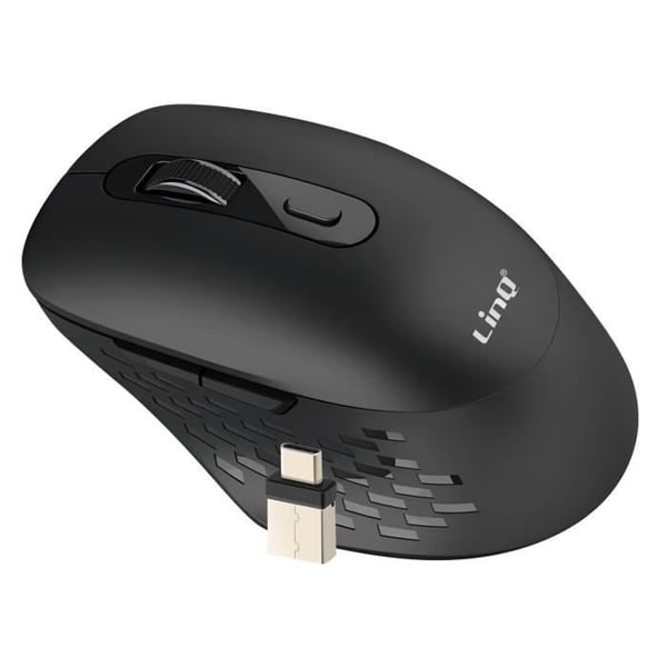 Trådlös Mus - LinQ - WiFi och Bluetooth - Typ-C Laddning - Ergonomisk - 1600 DPI