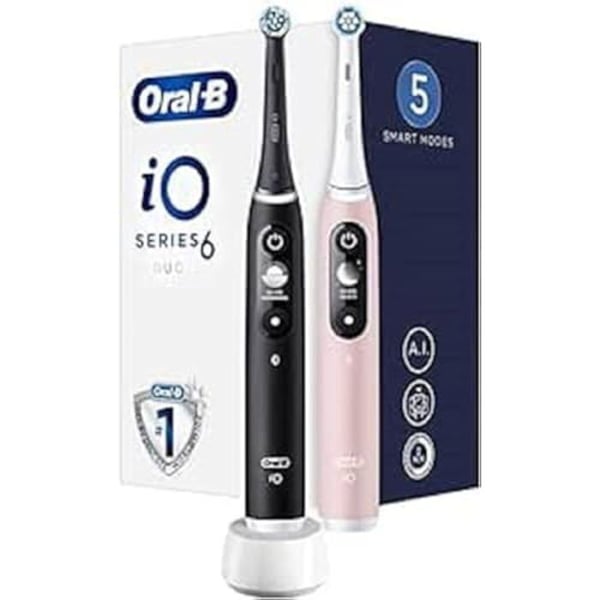 Elektrisk tandborste - ORAL-B - iO6-serien - 2-pack - Svart/Rosa - Inkluderat tillbehör