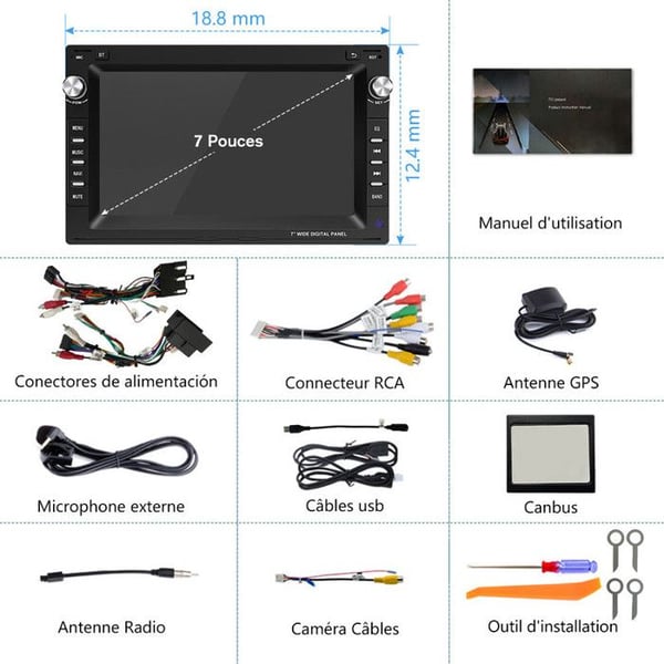 AWESAFE Autoradio Android 13 för VW Passat B5 Golf Polo MK4 T5 1Go+32Go med 7'' Pekskärm GPS Carplay Android Auto Bluetooth