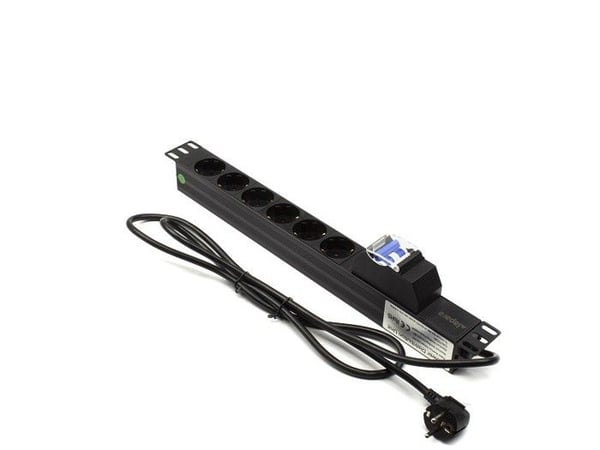 19" 6 X Schuko Rack Strömfördelare Med Magnetotermisk Och Skydd Lapara Nätverk