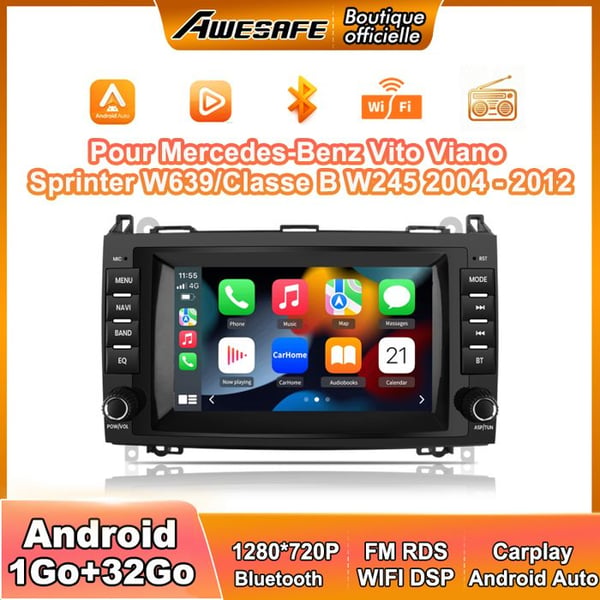 AWESAFE bilradio Android 13 för Mercedes-Benz Vito Viano Sprinter W639/Classe B W245/W169 1Go+32Go 8'' skärm Android Auto Carplay