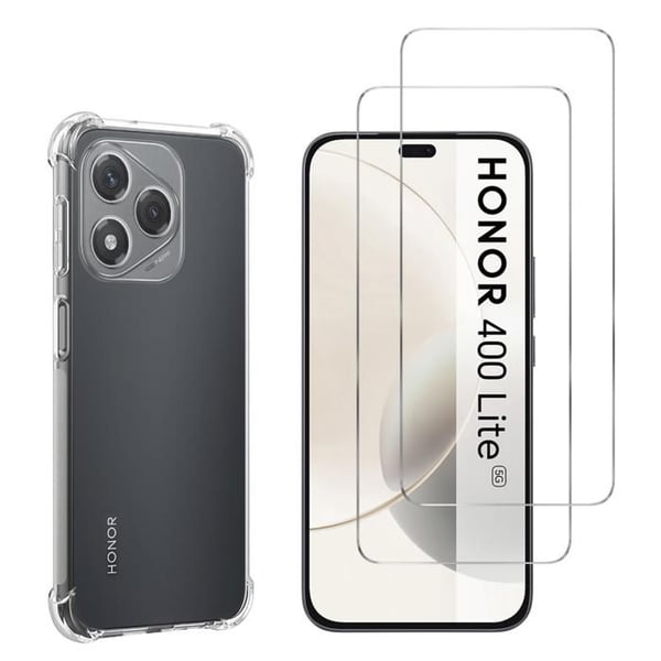Stötsäker skal för Honor 400 Lite 5G och 2 Härdat Glas Skärmskydd Phonillico®