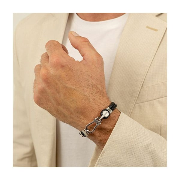 Dubbel svart läderarmband 1580699 - Längd: 19 cm