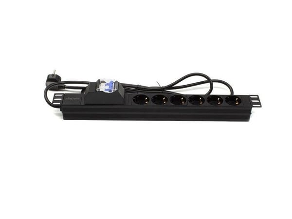 19" 6 X Schuko Rack Strömfördelare Med Magnetotermisk Och Skydd Lapara Nätverk