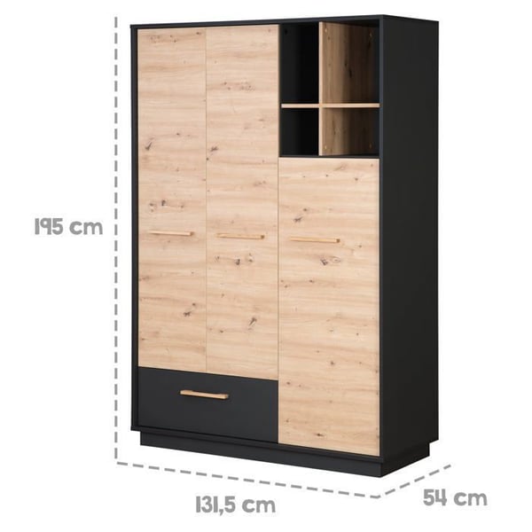 Komplett Babyrum Lenn - Evolutionssäng 70x140 cm + Skötbord + 3-Dörrars Garderob - ROBA